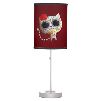 The Day Of The Dead Cute Cat Table Lamp by partymonster at Zazzle