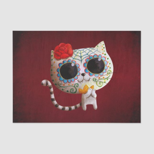 The Day of The Dead Cute Cat Tissue Paper (Front)