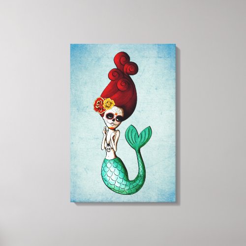 The Day of The Dead Lovely Mermaid Gal Canvas Print