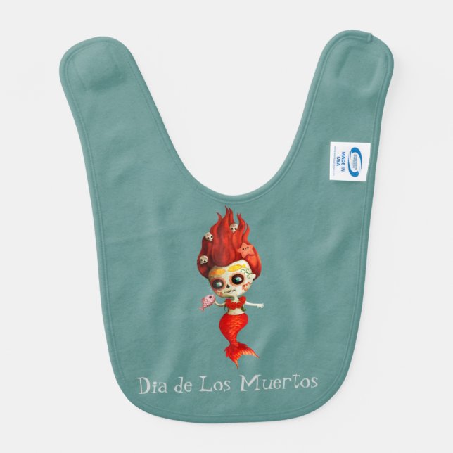 The Day of The Dead Mermaid Baby Bib (Back)