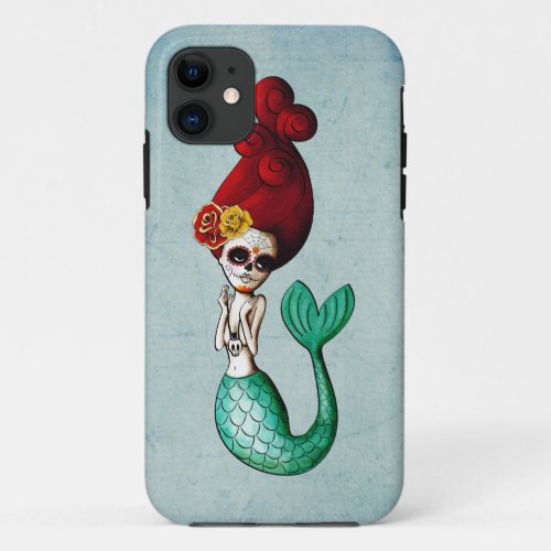 The Day of The Dead Mermaid Catrina iPhone 11 Case