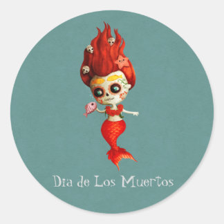 The Day of The Dead Mermaid Classic Round Sticker