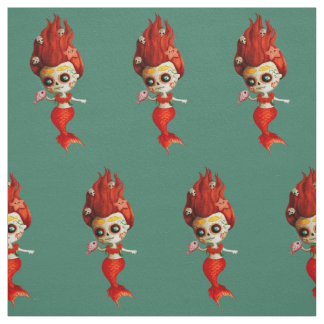 The Day of The Dead Mermaid Fabric