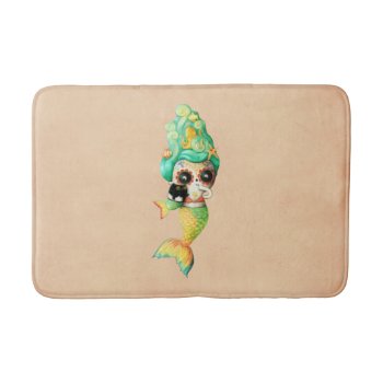 The Day Of The Dead Mermaid Girl Bathroom Mat by colonelle at Zazzle