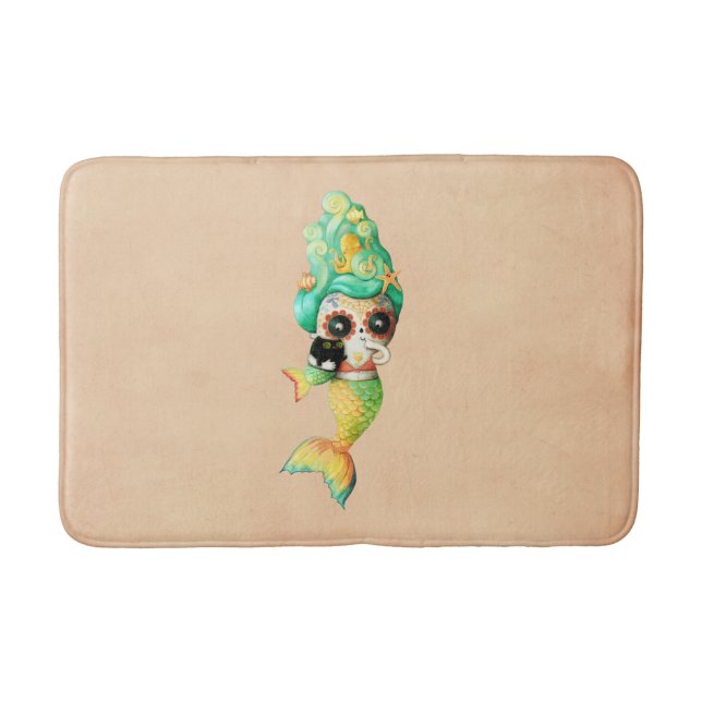 The Day of The Dead Mermaid Girl Bathroom Mat (Front)