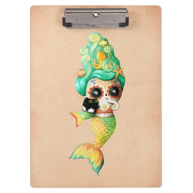 The Day of The Dead Mermaid Girl Clipboard (Front)