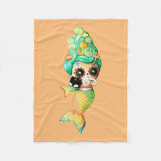 The Day of The Dead Mermaid Girl Fleece Blanket