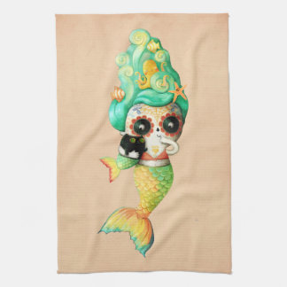 The Day of The Dead Mermaid Girl Kitchen Towel