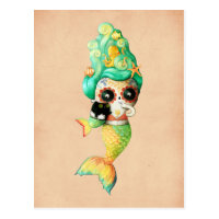 The Day of The Dead Mermaid Girl Postcard