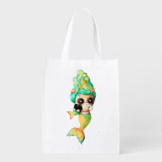 The Day of The Dead Mermaid Girl Reusable Grocery Bag