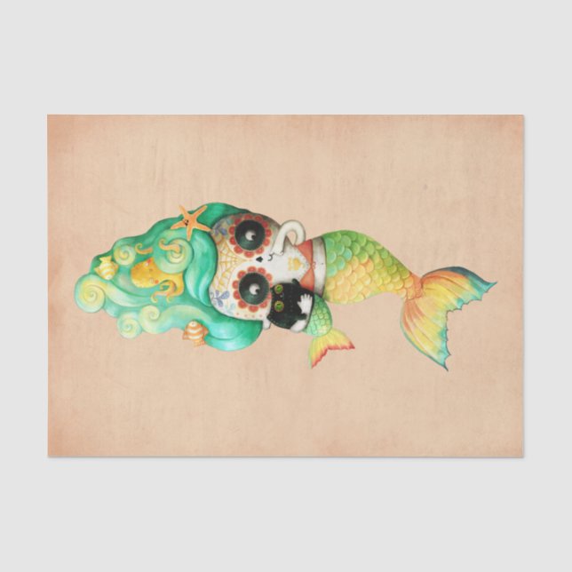 The Day of The Dead Mermaid Girl Tissue Paper (Front)