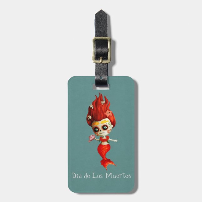 The Day of The Dead Mermaid Luggage Tag (Front Vertical)