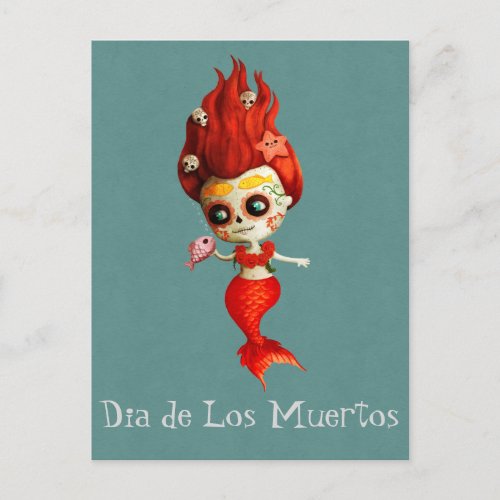 The Day of The Dead Mermaid Postcard