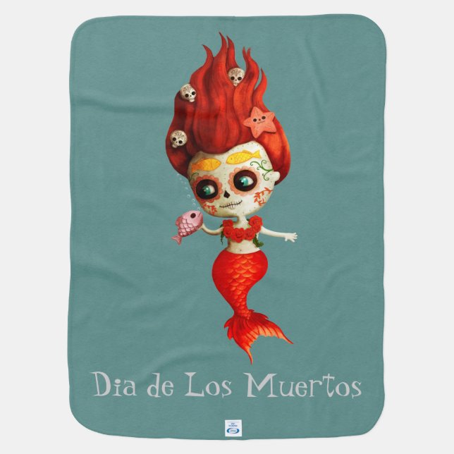 The Day of The Dead Mermaid Stroller Blanket (Back)