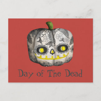 The Day of The Dead Pumpkin Sugar Skull Postcard