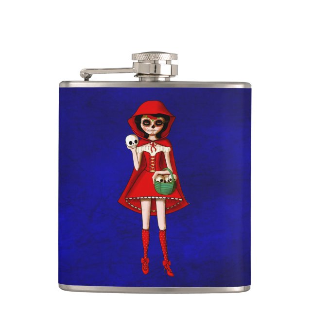 The Day of The Dead Red Riding Hood Hip Flask (Front)