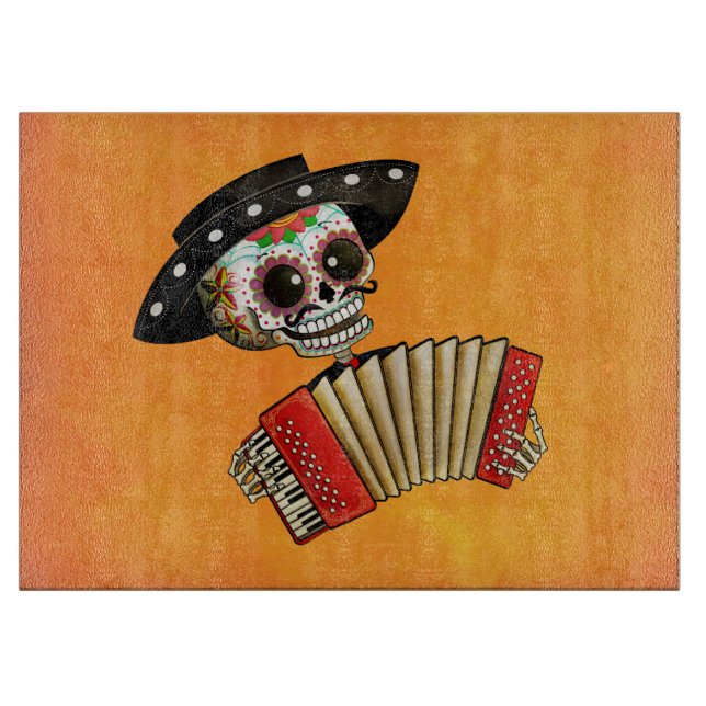 The Day of The Dead Skeleton El Mariachi Cutting Board (Front)