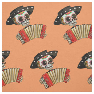 The Day of The Dead Skeleton El Mariachi Fabric
