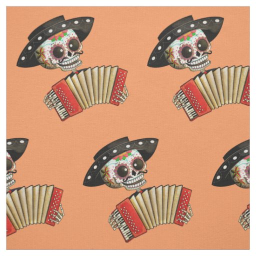 The Day of The Dead Skeleton El Mariachi Fabric
