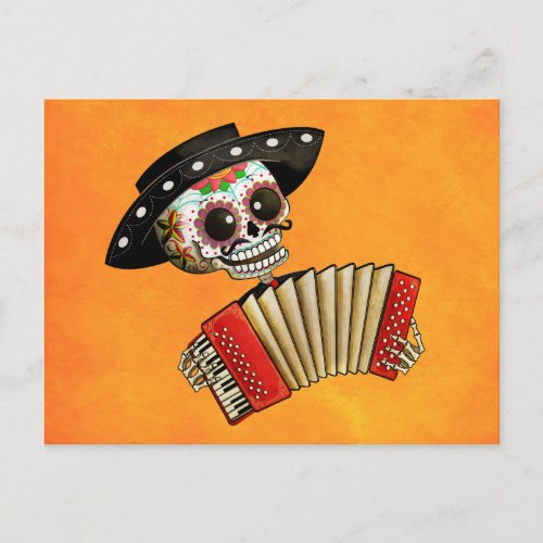 The Day of The Dead Skeleton El Mariachi Postcard