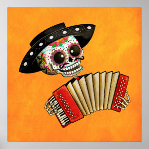 The Day of The Dead Skeleton El Mariachi Poster