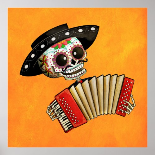 The Day of The Dead Skeleton El Mariachi Poster