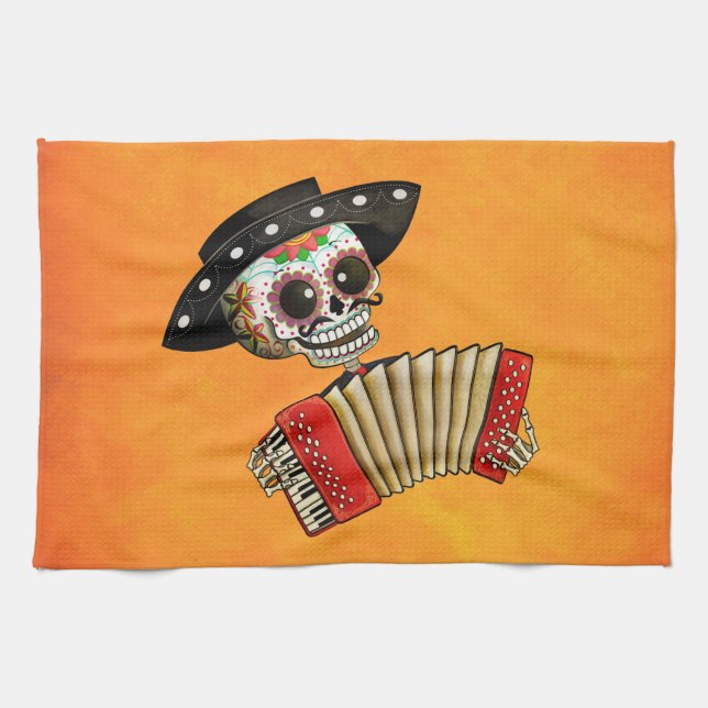 The Day of The Dead Skeleton El Mariachi Towel (Horizontal)