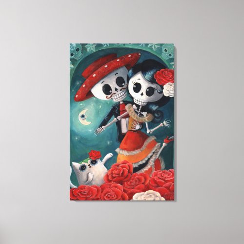 The Day of The Dead Skeleton Lovers Canvas Print