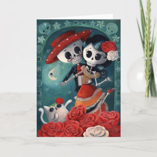 The Day of The Dead Skeleton Lovers Card
