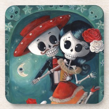 The Day Of The Dead Skeleton Lovers Coaster by colonelle at Zazzle