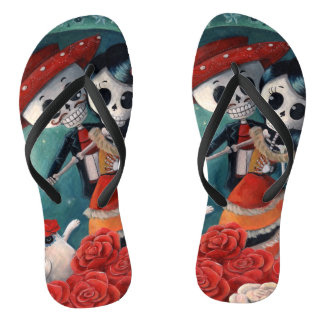 The Day of The Dead Skeleton Lovers Flip Flops