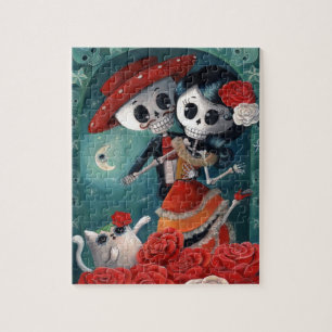 The Day of The Dead Skeleton Lovers Jigsaw Puzzle