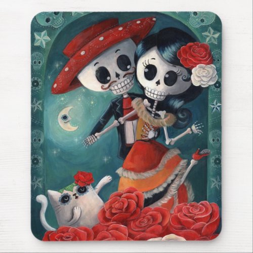 The Day of The Dead Skeleton Lovers Mouse Pad