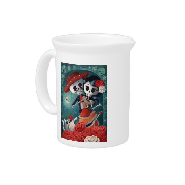 The Day of The Dead Skeleton Lovers Pitcher (Left)