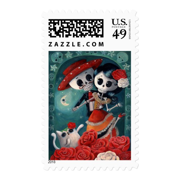 The Day Of The Dead Skeleton Lovers Postage