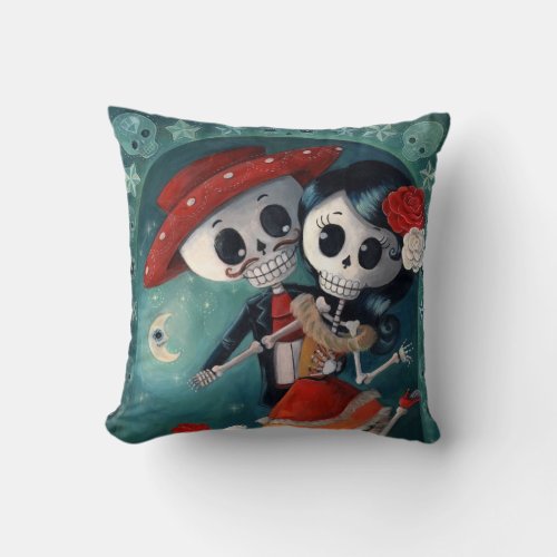 The Day of The Dead Skeleton Lovers Throw Pillow
