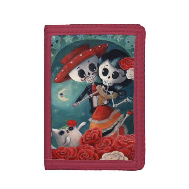 The Day of The Dead Skeleton Lovers Trifold Wallet (Front Vertical)