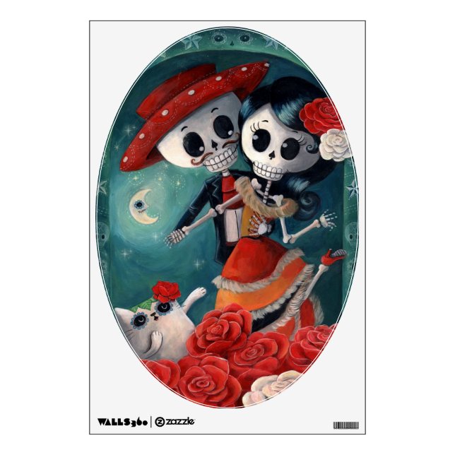 The Day of The Dead Skeleton Lovers Wall Decal (Front)