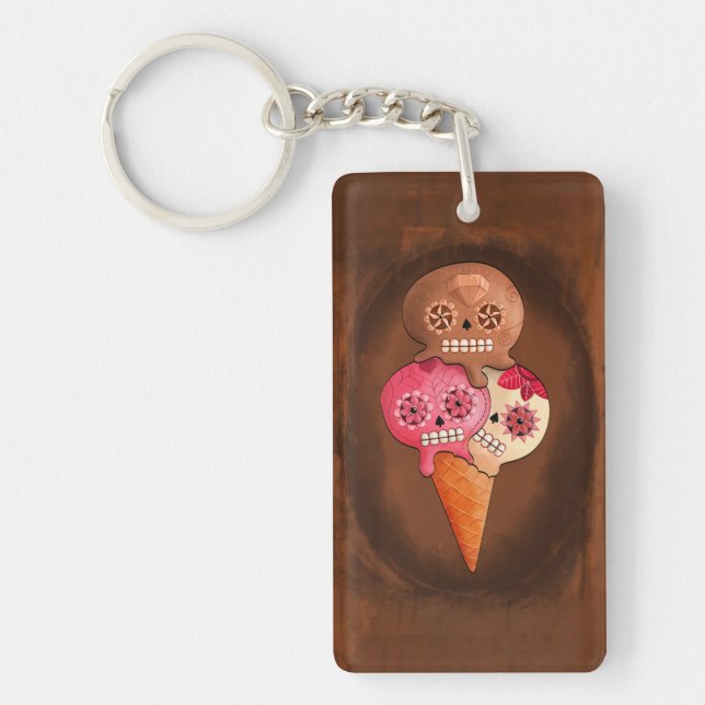 The Day of The Dead Sugar Skulls Ice Cream Keychain (Front)
