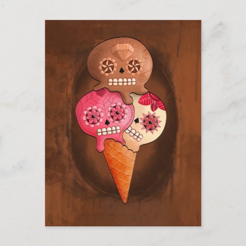The Day of The Dead Sugar Skulls Ice Cream Postcard