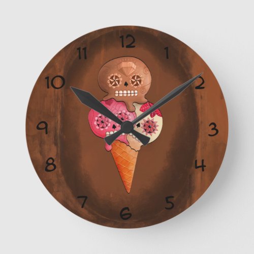 The Day of The Dead Sugar Skulls Ice Cream Round Clock
