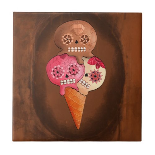 The Day of The Dead Sugar Skulls Ice Cream Tile