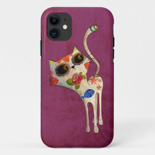 The Day of The Dead White Cute Cat iPhone 11 Case
