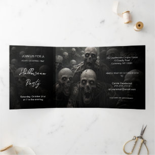 The Dead Are Rising Halloween Party Tri-Fold Invitation