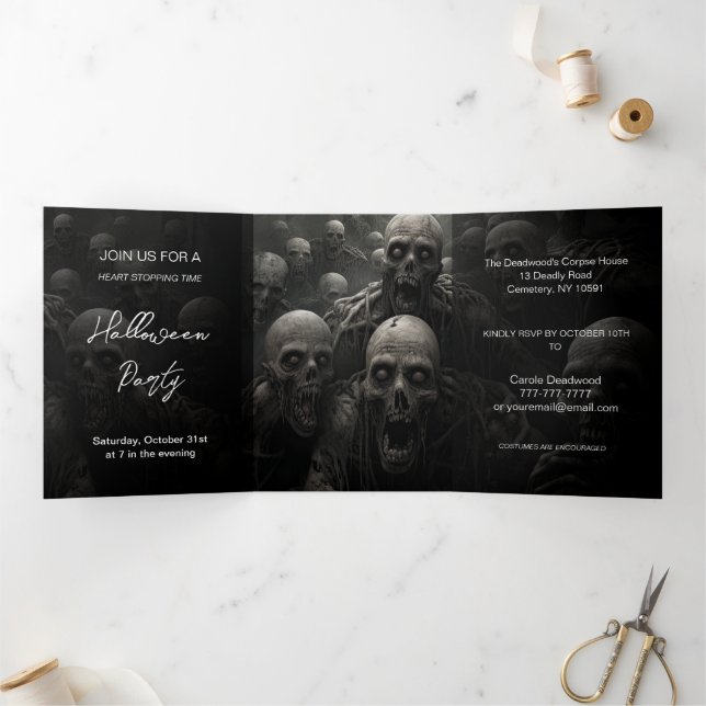 The Dead Are Rising Halloween Party Tri-Fold Invitation (Inside)