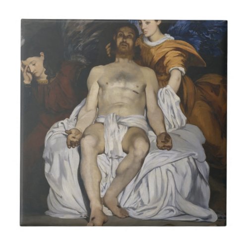 The Dead Christ with Angels by douard Manet Ceramic Tile
