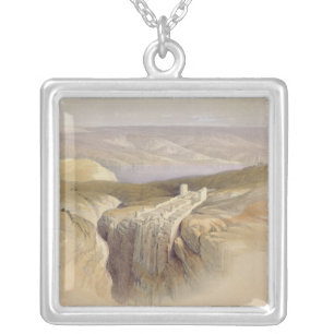 The Dead Sea looking towards Moab, Volume II Silver Plated Necklace