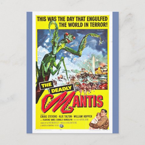 THE DEADLY MANTIS movie poster Postcard
