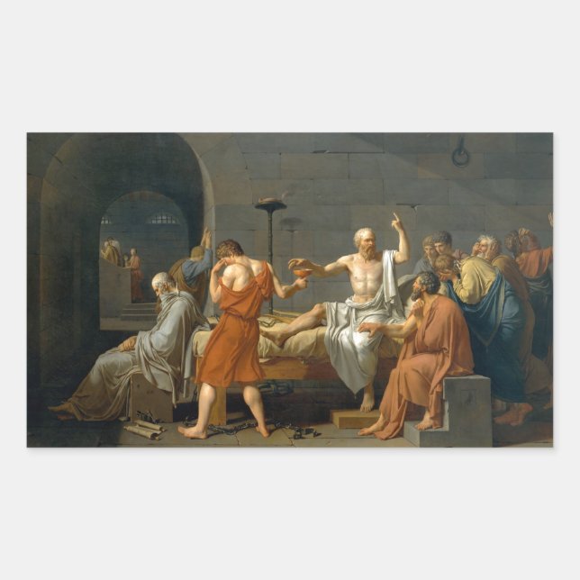 The Death of Socrates by Jacques-Louis David Rectangular Sticker (Front)