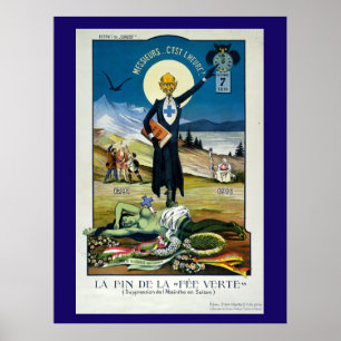 The Death of the Green Fairy, Absinthe Postcard Poster